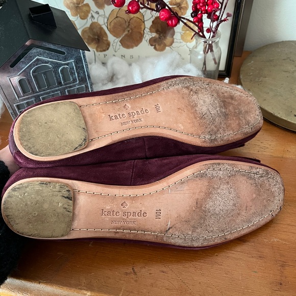 Kate spade wine red suede ballet flats - Picture 8 of 9